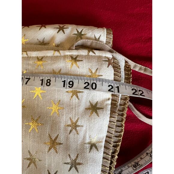 Wondershop gold star print Christmas holiday tree skirt cotton jute 42" diameter - Picture 8 of 8